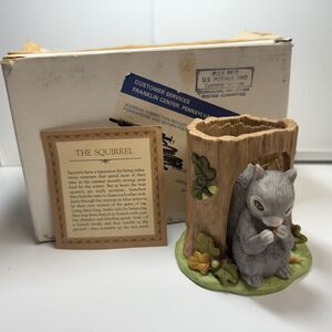 Franklin Mint Woodlands Surprises 1984 THE SQUIRREL Porcelain Figurine In Box